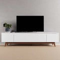 Tv Unit - 50 x 40 x 160 cm - Wooden & White - MT130