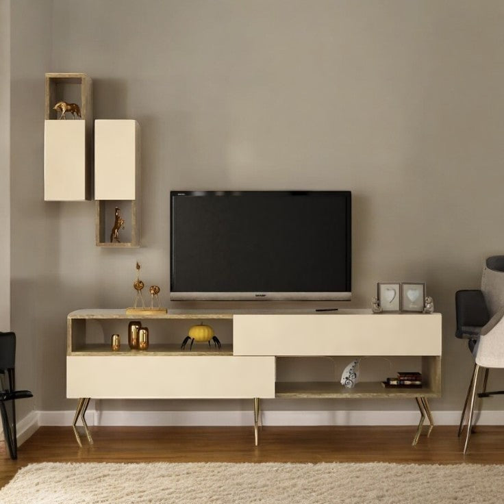 TVT_15 وحدة تلفاز عصرية 180*50*35 مع وحدتين حائط