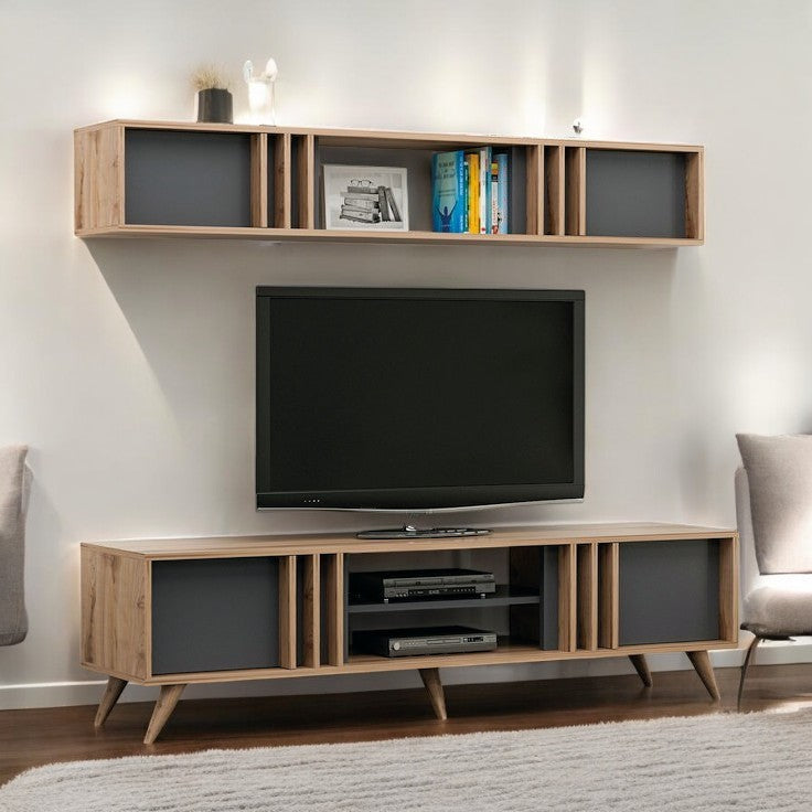 TVT_23 وحدة تلفاز مودرن مع رف حائط 180*30*45