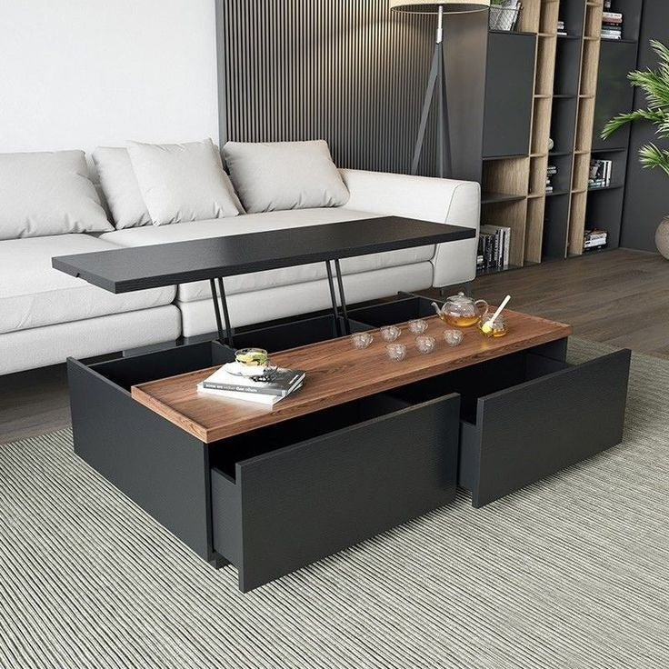 Coffee Table - 40 x 50 x 100 cm - Black & Wood - CT1