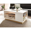 Coffee Table - 50 x 50 x 100 cm - White & Wood - CT28