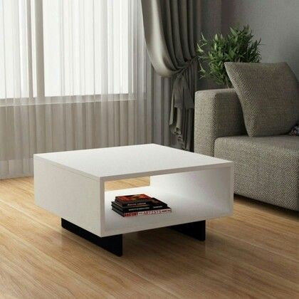 Coffee Table - 40 x 70 x 70 cm - White & Black - CT9