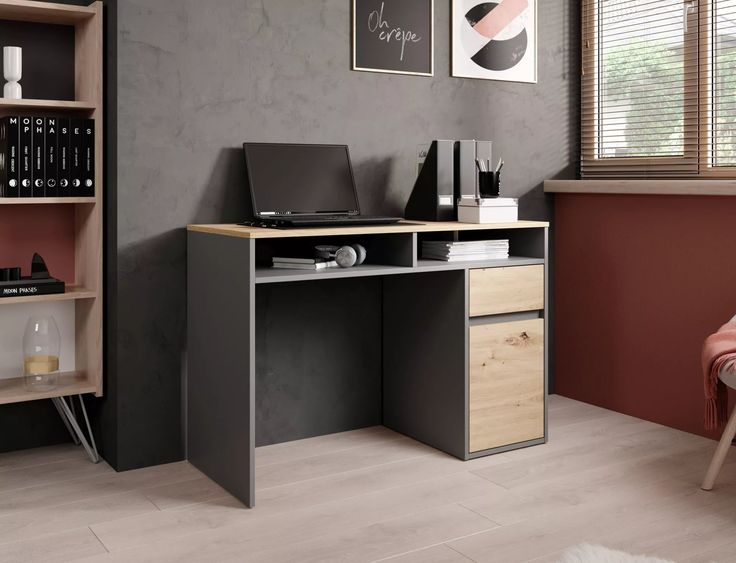 Desk - 80 x 120 x 50 cm - Grey & Wood - MA16