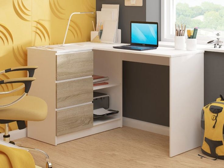 Desk - 80 x 120 x 50 cm - White & Wood - MA18