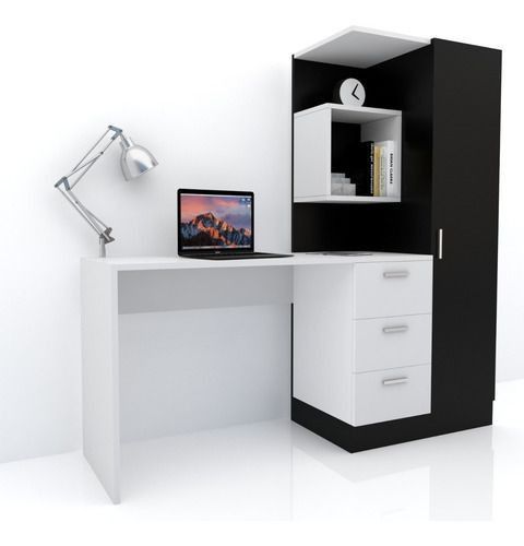 Desk - 160 x 120 x 50 cm - White & Black - MA24