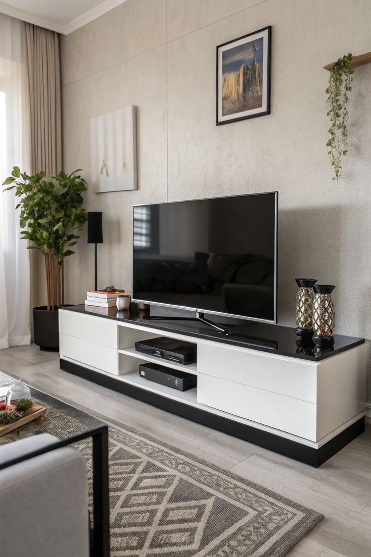 Tv Unit - 50 x 40 x 180 cm - Black & White - MT108