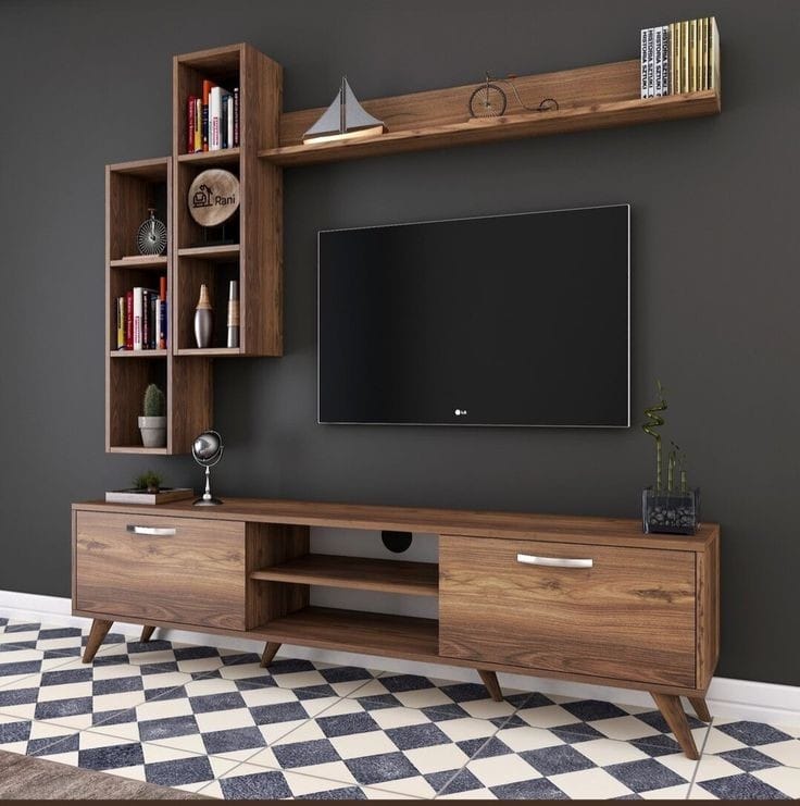 وحدة تلفزيون - 50 × 35 × 180 سم - خشب - 50 × 35 × 180