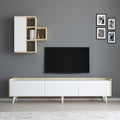 Tv Unit - 50 x 35 x 180 cm - White & Wood - MT17