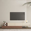 Tv Unit - 40 x 35 x 200 cm - Off White & Wood - MT18