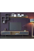 Tv Unit - 40 x 35 x 180 cm - Grey & Wood - MT28