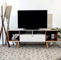 Tv Unit - 50 x 40 x 150 cm - White & Wood - MT37
