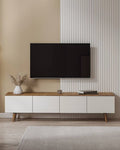 Tv Unit - 50 x 35 x 180 cm - White & Wood - MT3