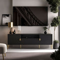 Tv Unit - 50 x 40 x 160 cm - Black & Gold - MT40