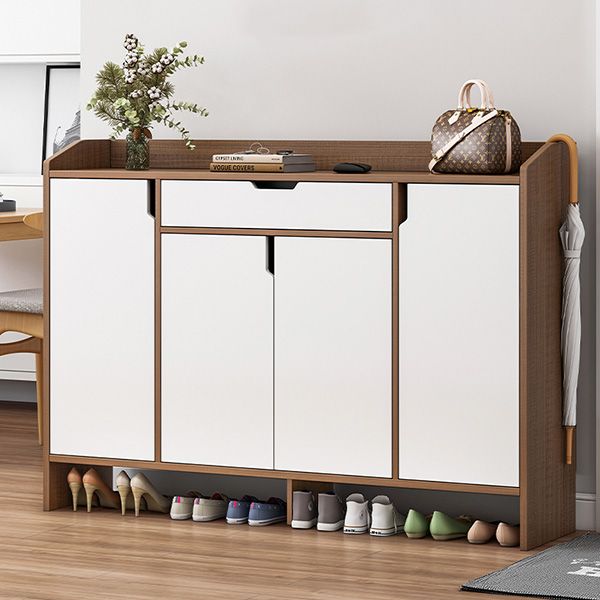 رف أحذية - 110 × 140 × 35 سم - أبيض وخشب - SC12