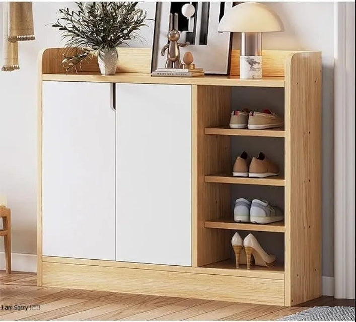 Shoe Rack - 100 x 120 x 40 cm - White & Wood - SC28