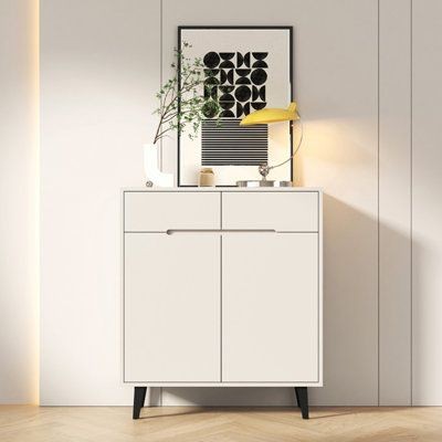 Shoe Rack - 110 x 80 x 40 cm - Light Grey & White - SC29