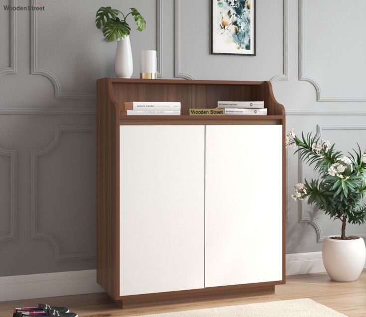 Shoe Rack - 110 x 80 x 40 cm - White Wood - SC34