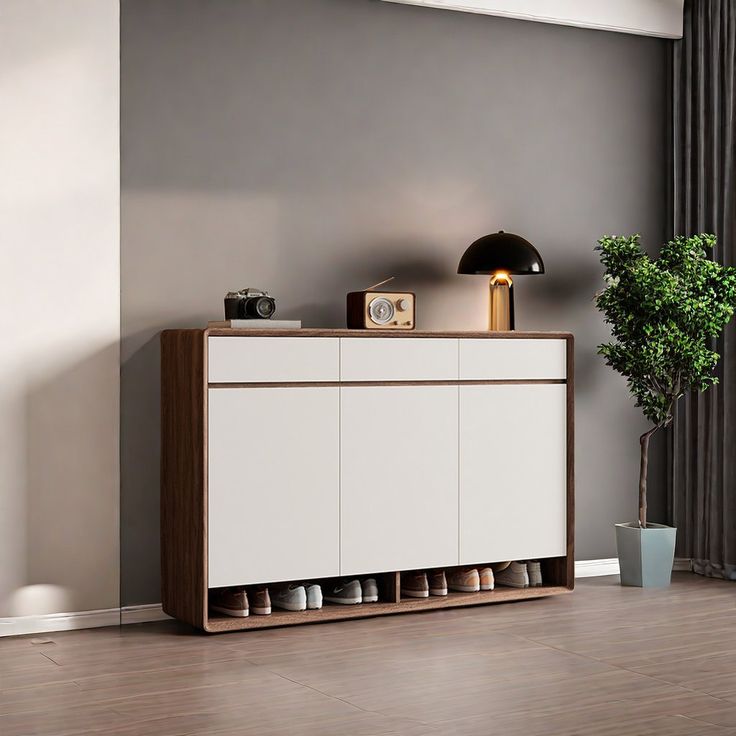 Shoe Rack - 110 x 140 x 40 cm - White Wood - SC36