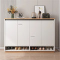 رف أحذية - 100 × 140 × 35 سم - أبيض وخشب - SC3