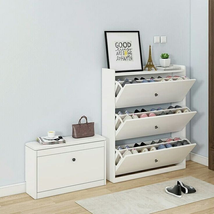 Shoe Rack - 110 , 55 x 80 , 80 x 30 , 35 cm - White - SC41