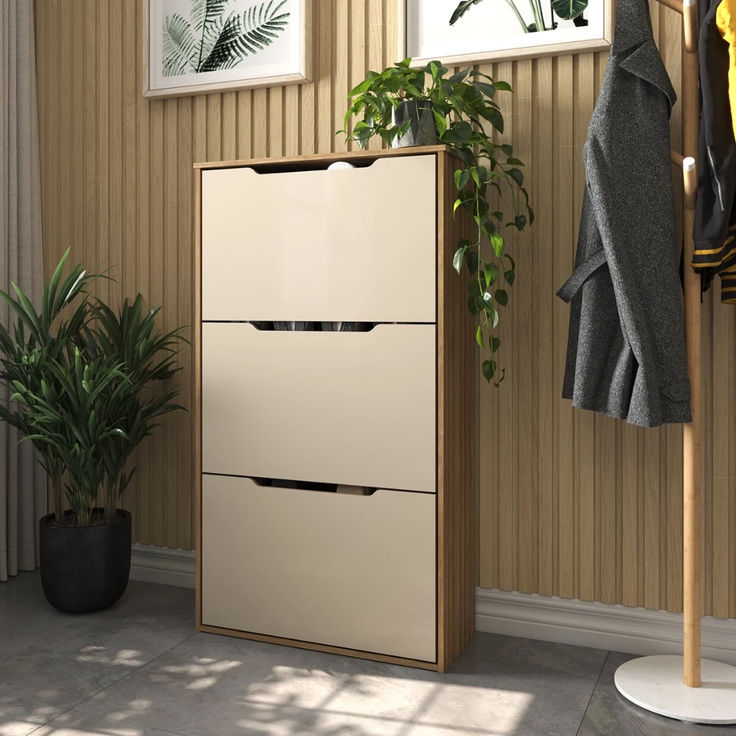 Shoe Rack - 110 x 60 x 30 cm - White & Wood - SC65