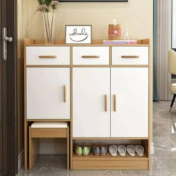 Shoe Rack - 120 x 120 x 40 cm - White & Wood - SC84