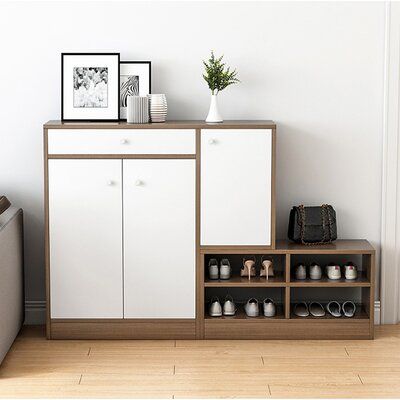 Shoe Rack - 110 x 150 x 40 cm - White & Wood - SC88