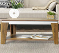 Coffee Table - 50 x 50 x 100 cm - Wood & White - CT47