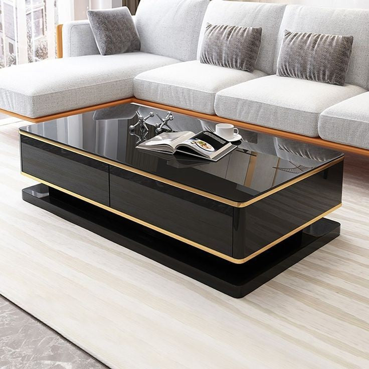 Coffee Table - 50 x 60 x 120 cm - Black & Gold - CT49