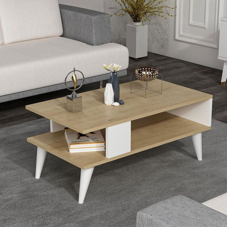 Coffee Table - 40 x 50 x 100 cm - Wood & White - CT55