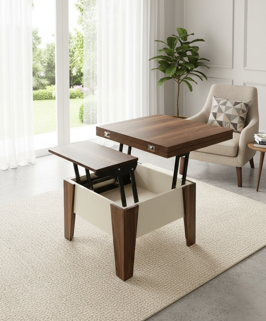 Coffee Table - 50 x 70 x 70 cm - Wood & White - CT74