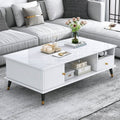 Coffee Table - 45 x 60 x 120 cm - Marble & White - CT79